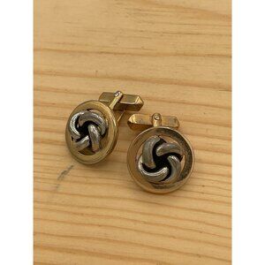 Vintage Gold & Silver Knot Cufflinks Mens Formal Accessories